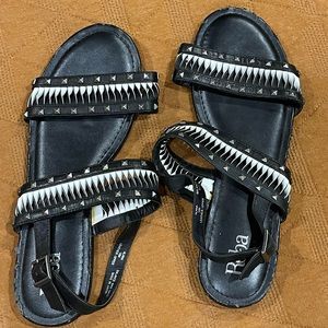 Size 10 Reba Black and White Women’s Sandals
